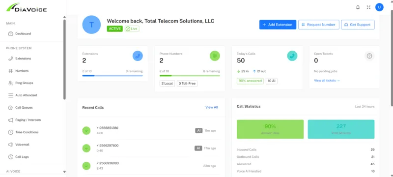 DiaVoice platform features