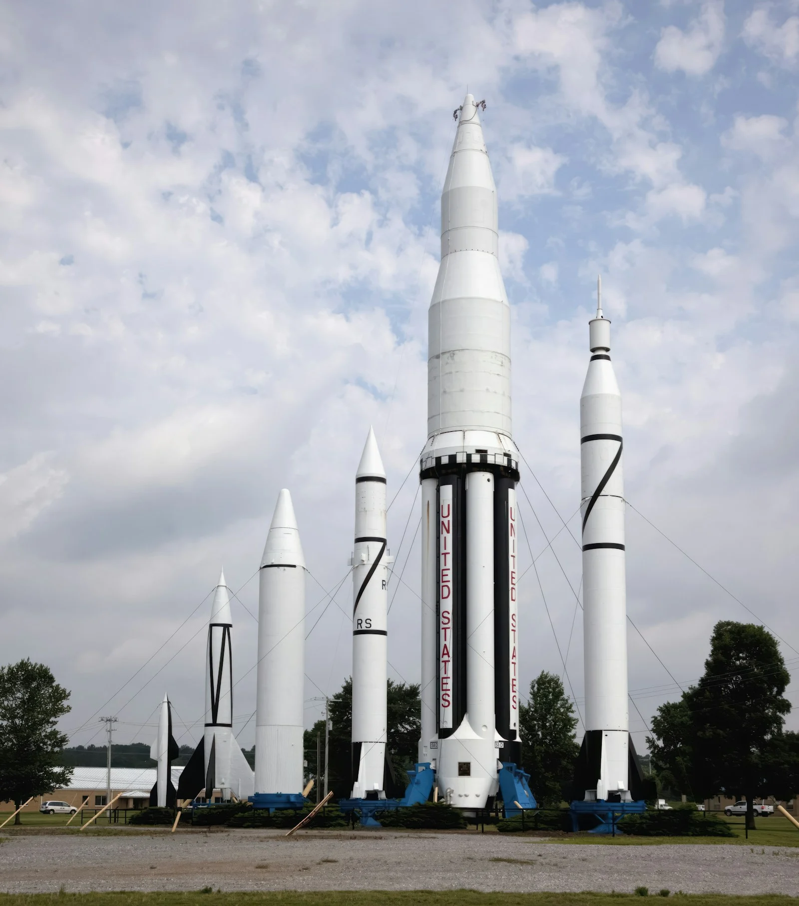 Saturn V and historic rockets at Rocket Park, Redstone Arsenal in Huntsville, Alabama
