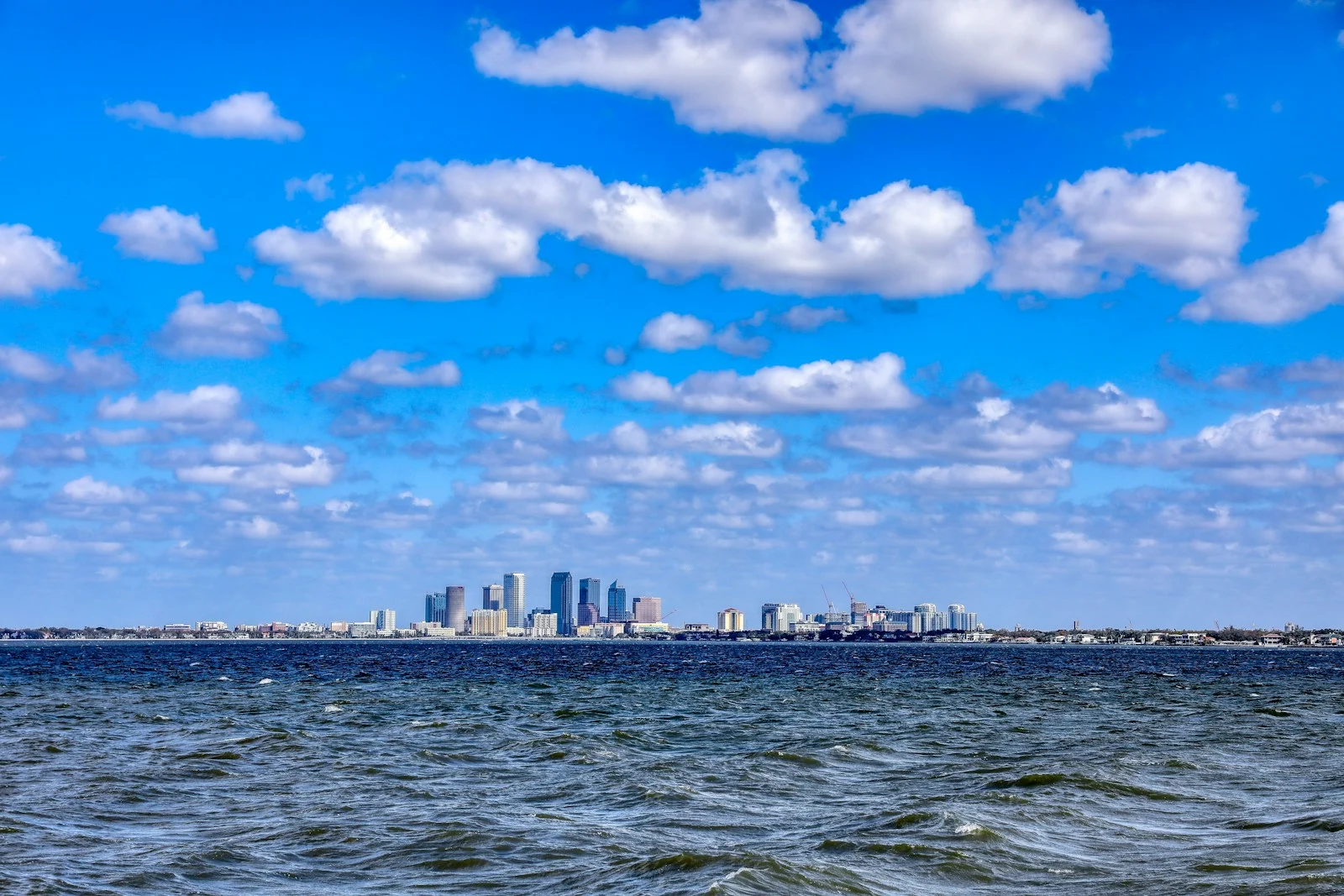 Downtown Tampa Florida skyline across Tampa Bay